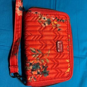 Lug Rodeo Red Floral Quilted Wristlet